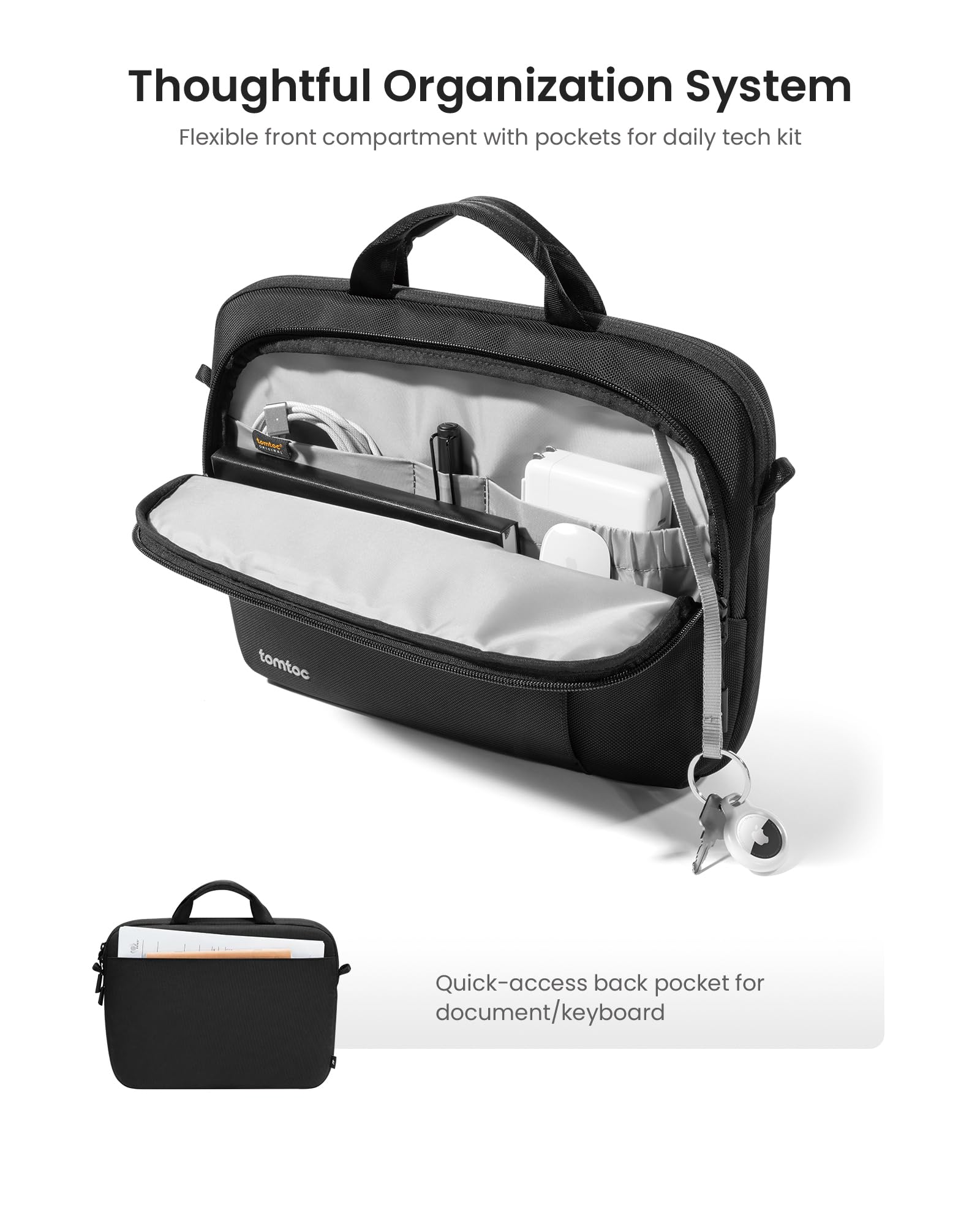 tomtoc 360° Bolsa para Portátil con bandolera para 14 Pulgadas Nuevo MacBook Pro M5 Pro/Max (2026), M5/M4/M3/M2/M1, 13,5" Surface Laptop 6/5/4/3, Ordenador Maletín Bolsa de hombro para Trabajo