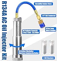 Vista 4 de Kit de inyector de tinte de aceite CA para sistema refrigerante R134a con conector SAE de 1/4 pulgadas y acoplador rápido a presión, 2 comprobadores