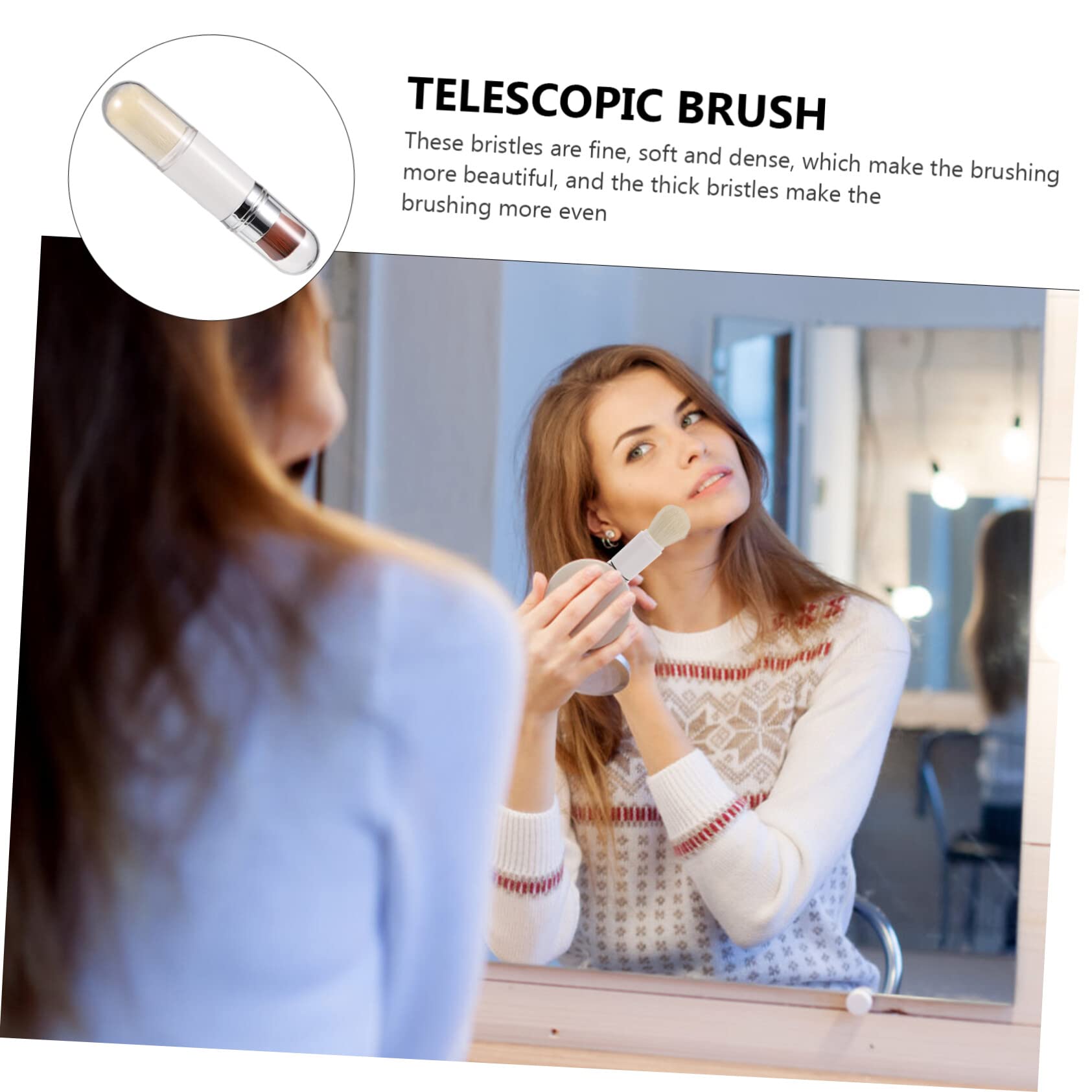 FRCOLOR 3pezzi Pennello Fondotinta Retrattile Doppia Testa Spazzola Per Blush e Cipria Strumento Makeup Per Applicazione Facile e Precisa