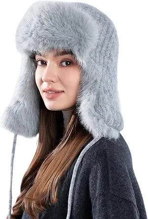 Trapper Hat with Faux Fur Linning Eskimo Windproof, Women Winter Warm Hats Men's Russian Ushanka Hunting Hat