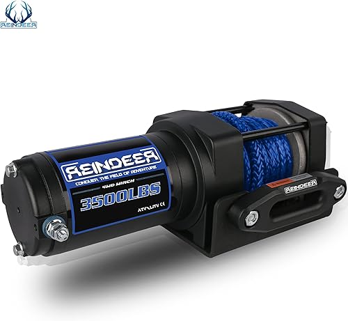 Miniatura 22 de REINDEER Nuevo cabrestante de 12 V, capacidad de carga de 4500 libras, kit de cabrestante eléctrico, cuerda sintética con Hawse Fairlead impermeable