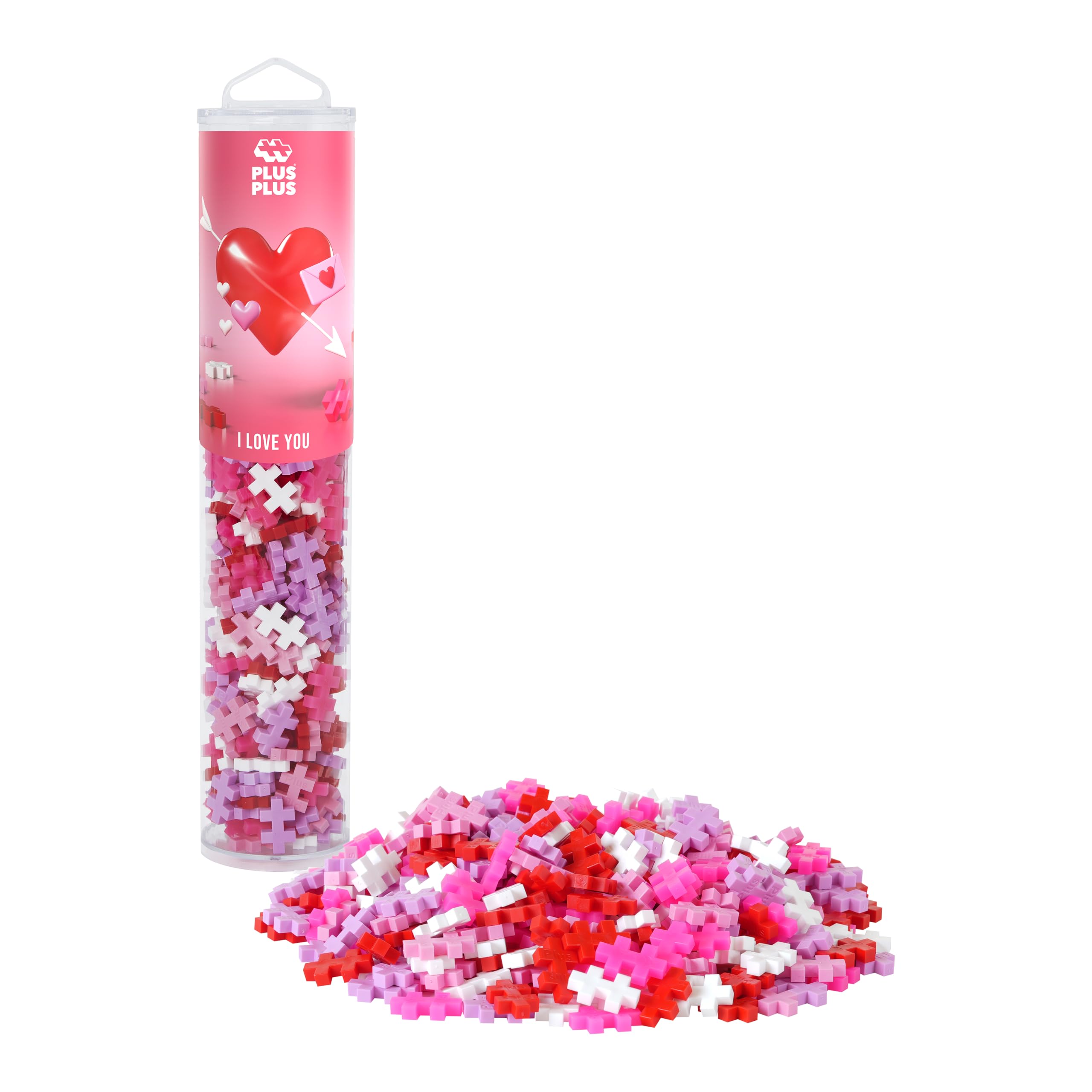 Plus-Plus Konstruktionsspielzeug Farbmix Ich Liebe Dich, Kreativ-Bausteine Tube, 240 Teile
