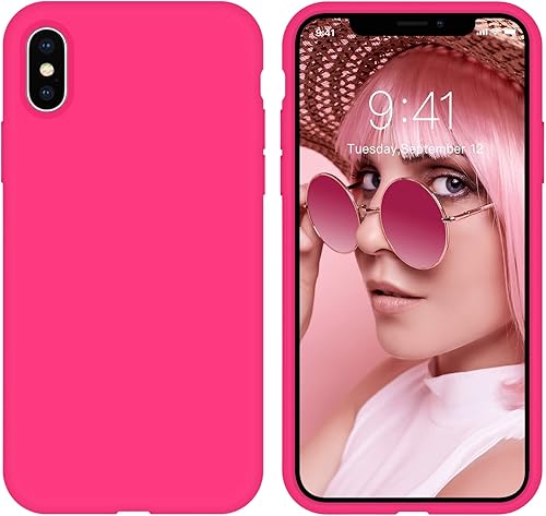 Funda para iPhone X, funda para iPhone Xs, silicona líquida de gel suave, funda delgada para teléfono, forro de microfibra duradero antiarañazos,