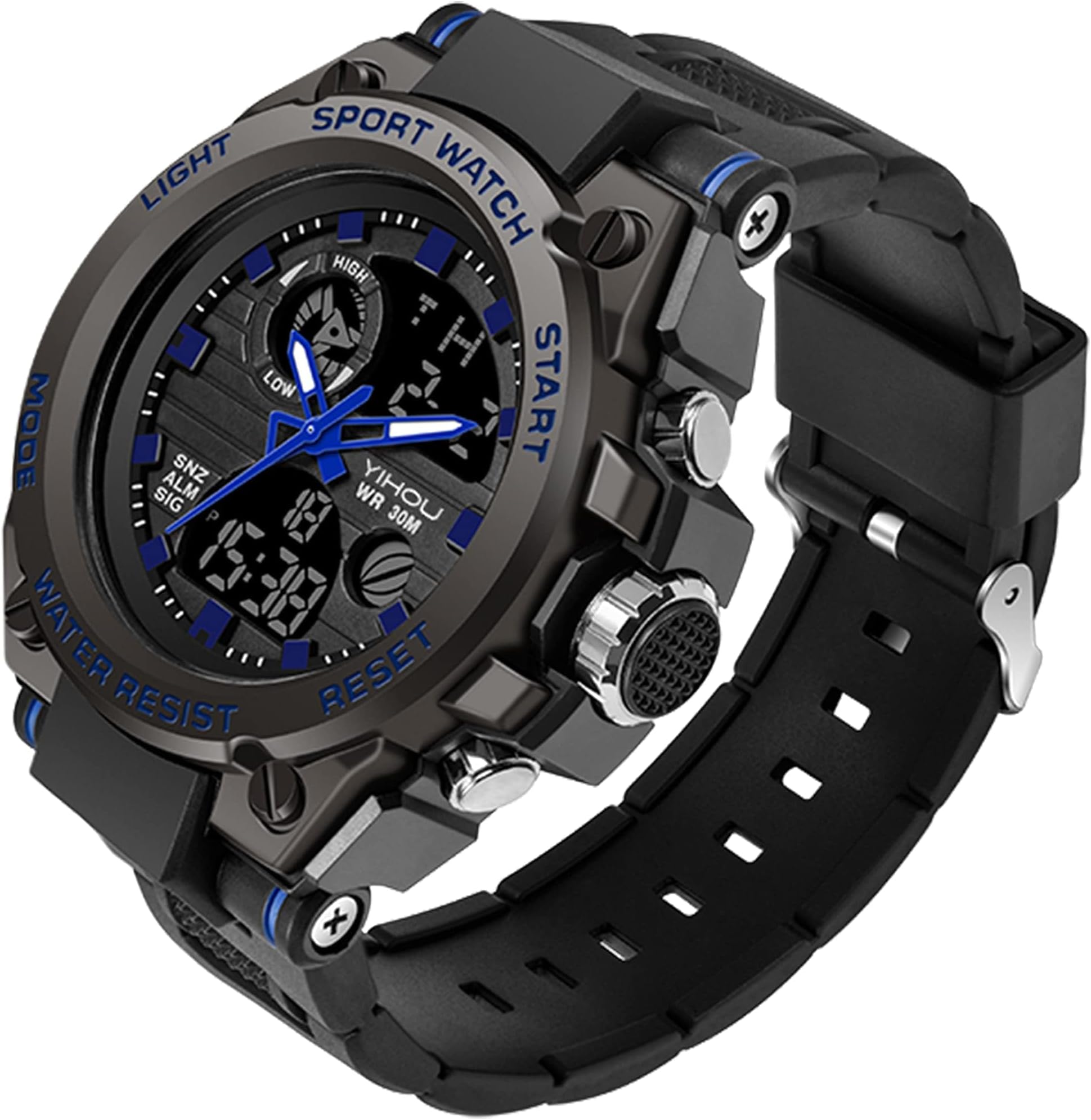 Yihou Men's Military Watch Outdoor Sports Electronic Watch Tactical Army Wristwatch LED Stopwatch Waterproof Digital Analog Watches