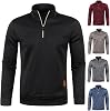 Men's 14 Zip Pullover UK Sale Clearance, Fleece Sweatshirt Casual Jumper Long Sleeve T-shirt Top Stand Collar Sweater Plain Pullover Sports Leisure Workwear Quarter Zip Sweater Lightweight Jumpers