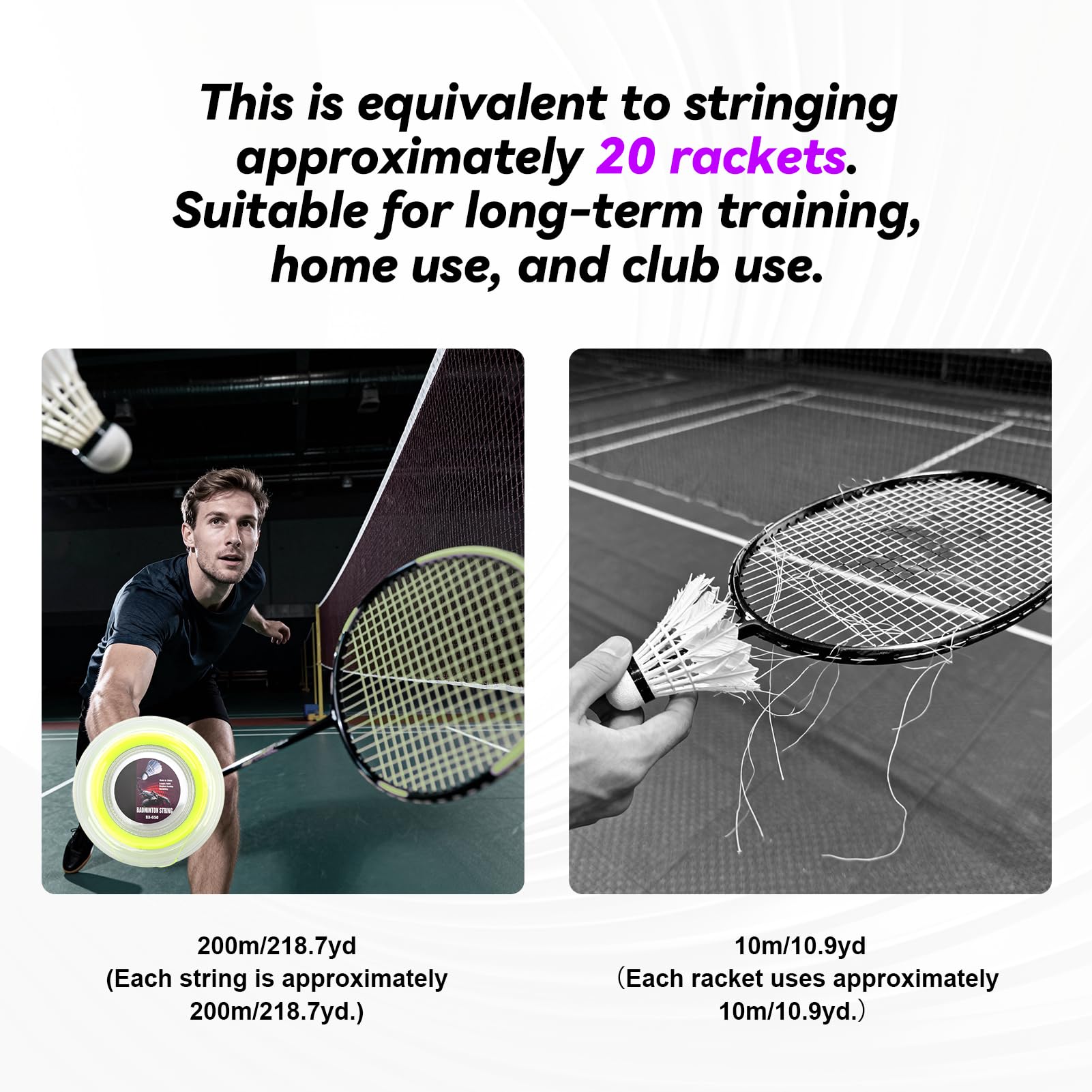Carrete De Cuerda De Raqueta De Bádminton De 0,72mm Y 200m, Raqueta De Tenis Profesional, Hilo De Hilo De Línea Amarilla, Carrete De Alambre De Raqueta De Repuesto Para Entrenamiento Diario Amateur