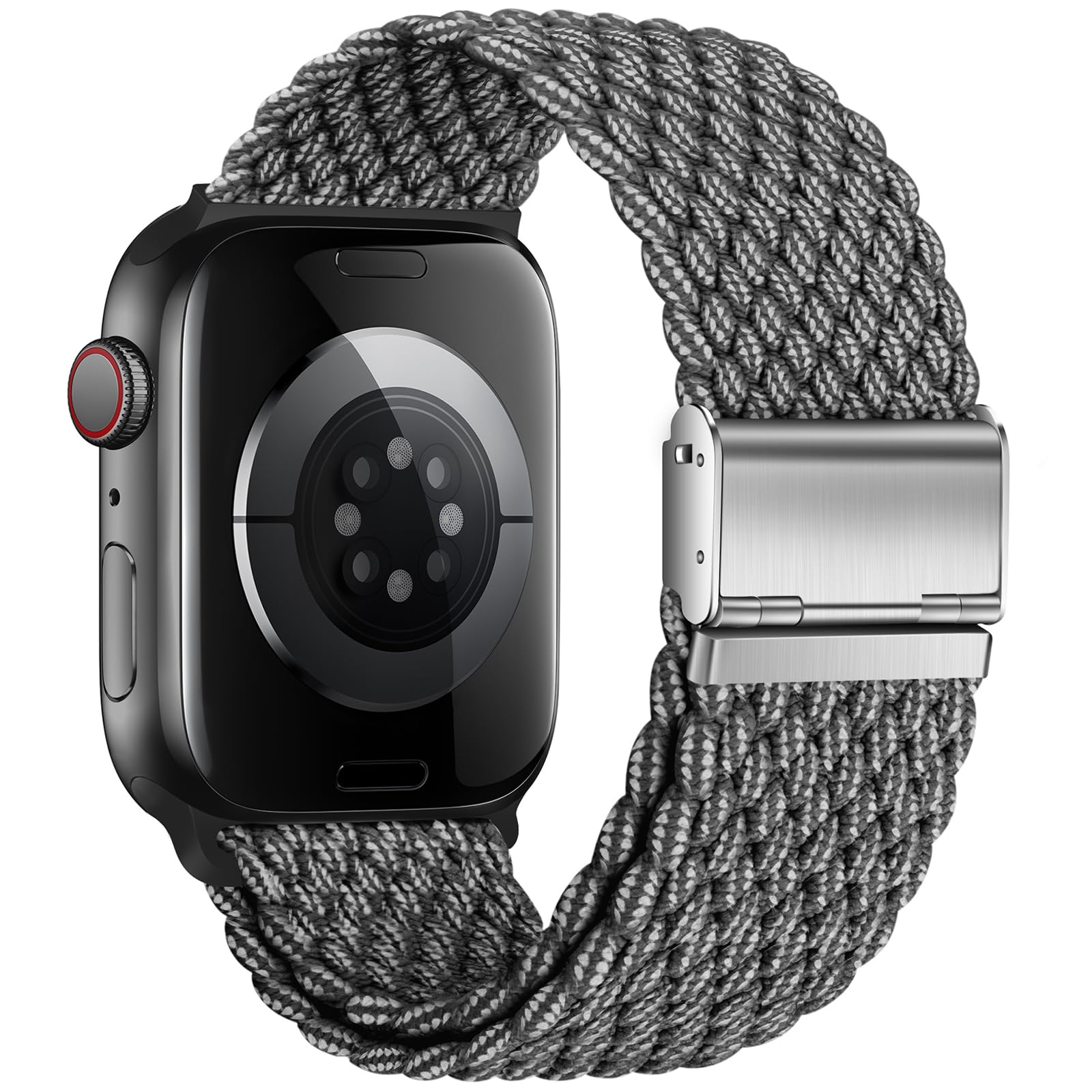 Qimela Compatible with Apple Watch Band 38mm 40mm 41mm 42mm 44mm 45mm 46mm 49mm for Women Men,Sport Solo Loop Strap Stretchy Nylon Braided Wristband