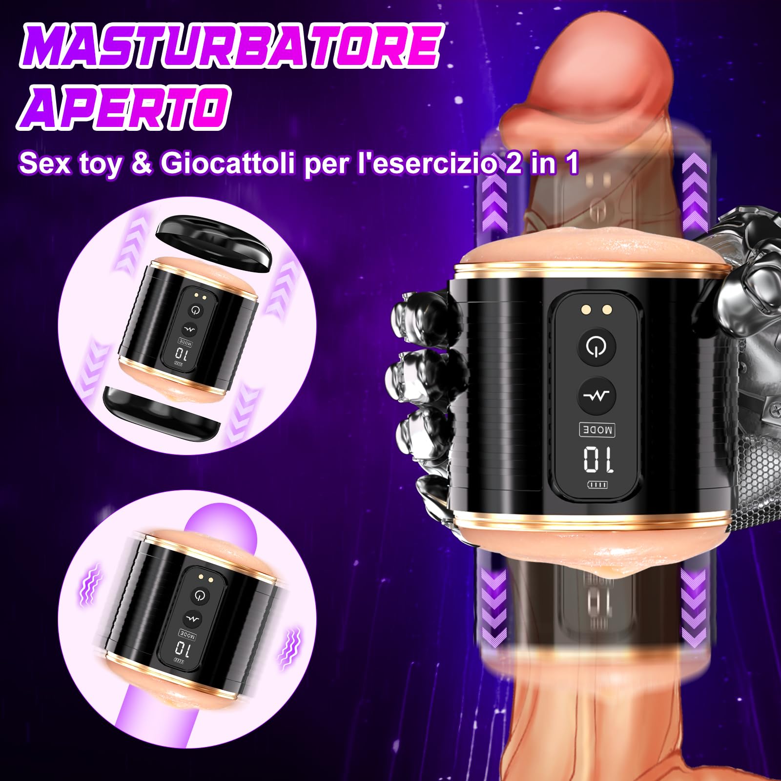 Masturbtore per Uomini Sex Toys - Masturvatore per Uomo Automatico LED Con 10 Modalità Potenti Masturbatore,Masturbatore con Vagina Finta Realistica Masturbtore per Pene Sexytoy