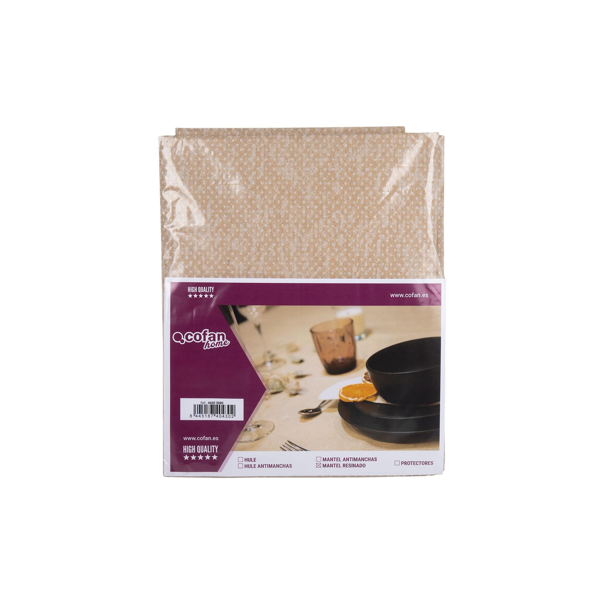 Cofan Mantel resinado Antimanchas | Diseño Moderno | Color: Beige y Blanco | Materiales: algodón y poliéster | Cinco Medidas Disponibles (1, 1,40 x 3 m)