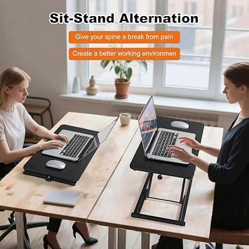 Height Adjustable Standing Desk Converter,Keyboard Riser for Stand Up Desk Riser,Computer Keyboard Stand for Desktop,Computer Workstations Home Office Portable Table Black Size 23.6 Inch
