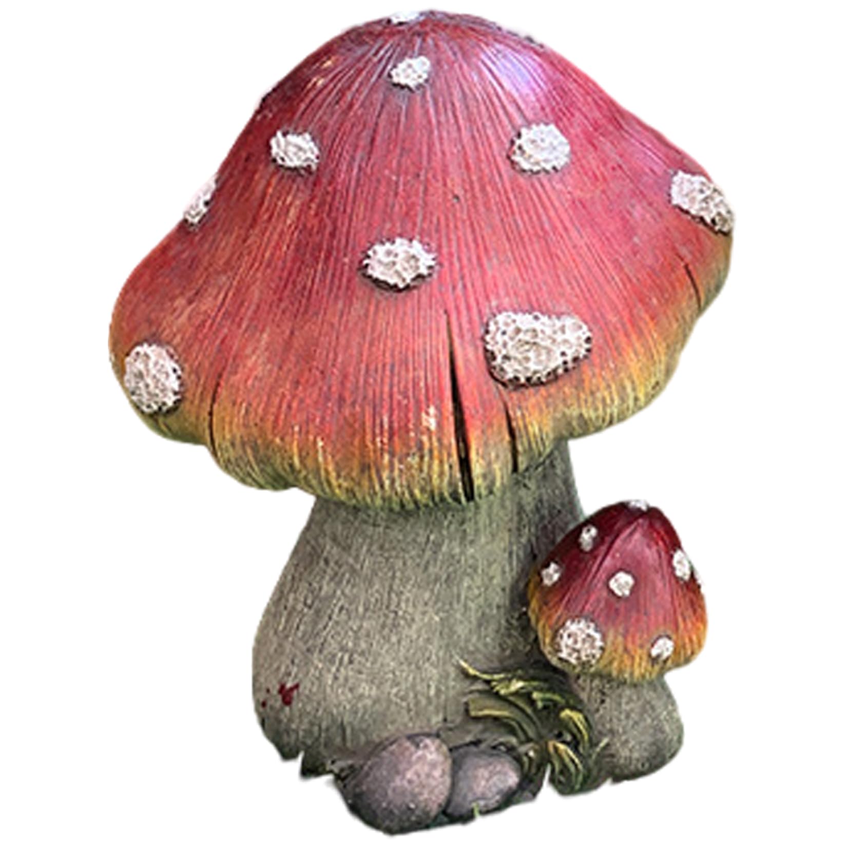 Wedhapy Mushroom Decor Mushroom Statue Artificial Realistic 5x7 Red Figurines with White Dot Weather Resistant Resin Ornaments for Home, Bonsai, Garden
