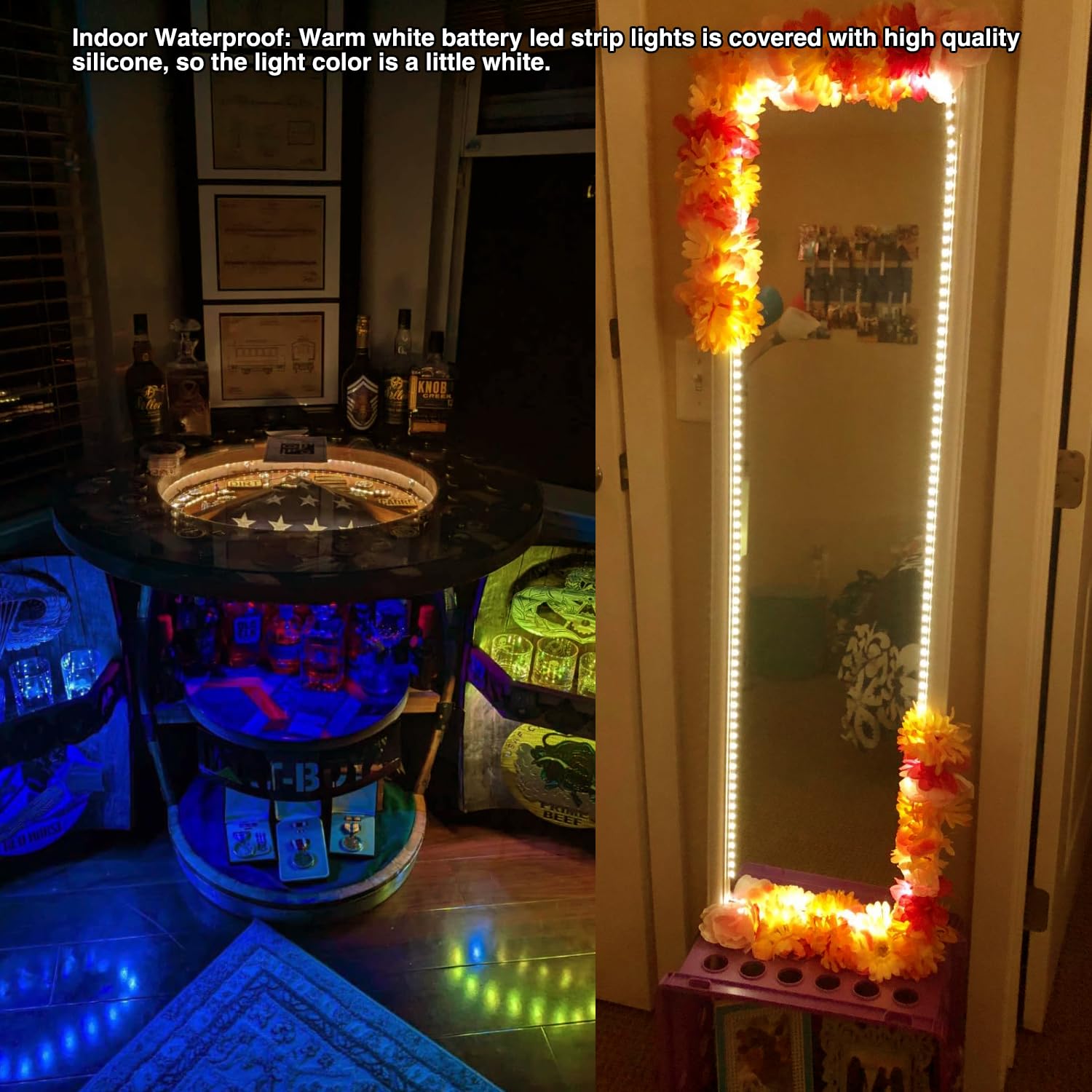 Tira de luces LED alimentadas por pilas, blanco cálido, con control remoto, 13 pies, 240 LED regulables, temporizador, cortable, adecuado para baño, pecera, matrimonio, cocina, resistente al