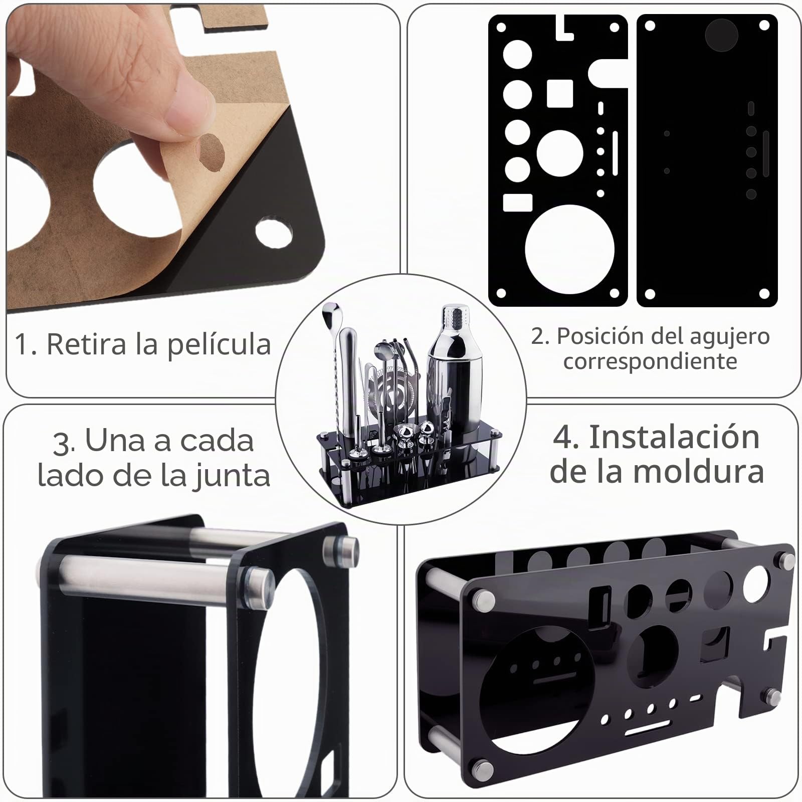 Juego de Coctelera, 18 Piezas Cocktail Kit, 750ml Profesional Coctelera para Cocteles de Acero Inoxidable, Set Cocteleria Kit de Camarero para Hogar, Bar, Fiesta, Elección