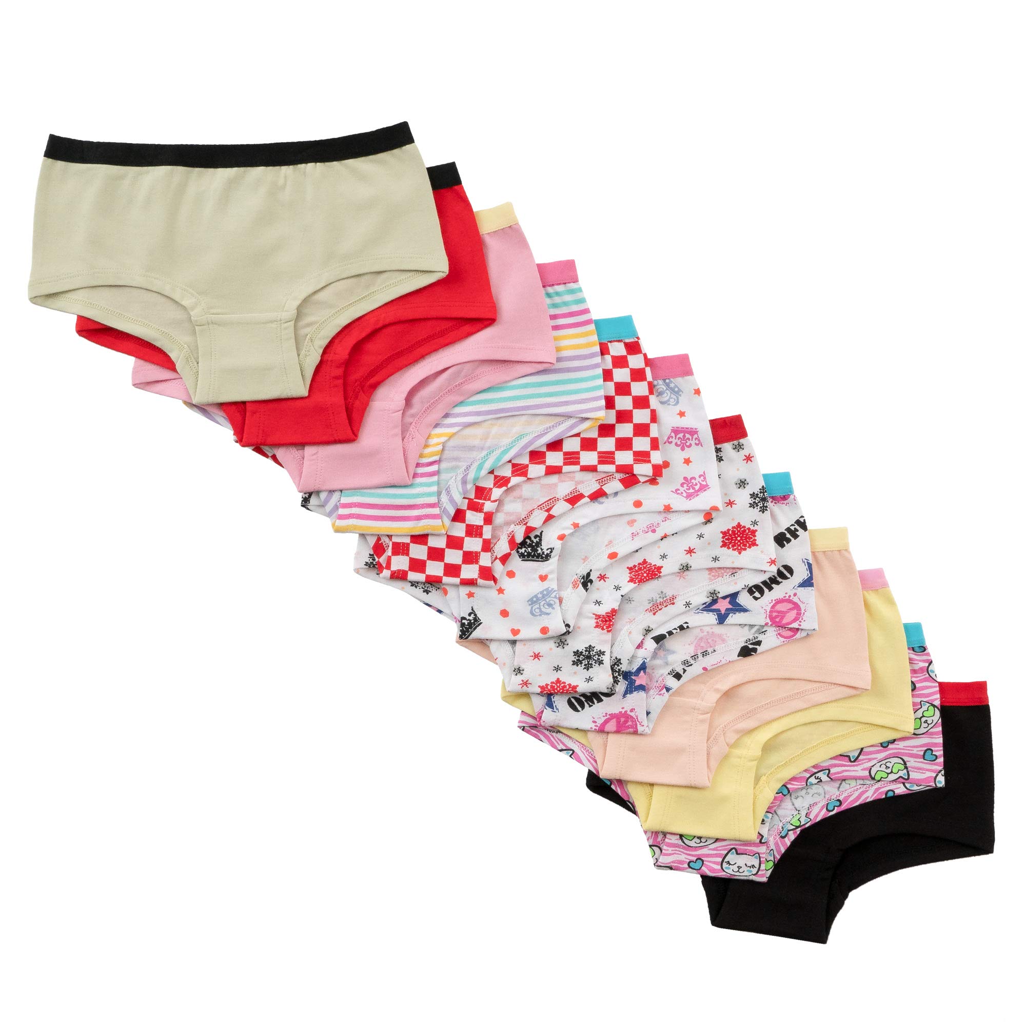 Photo 1 of Alyce Intimates Girls Panties, Assorted Solids & Prints Pack of 12 16 Prints & Solids 1