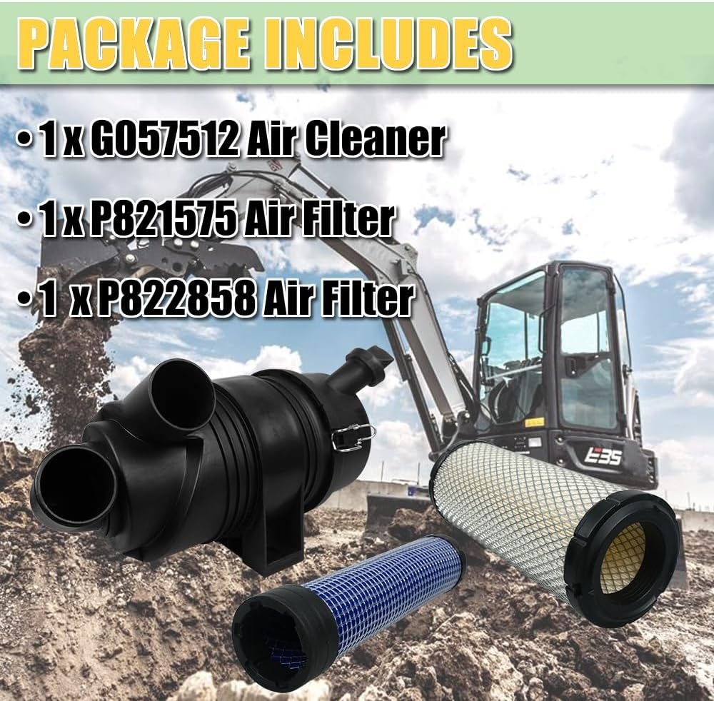 G057512 Air Cleaner with P821575 and P822858 Filter Compatible with Donaldson FPG Radial Air Filter Housing Cap