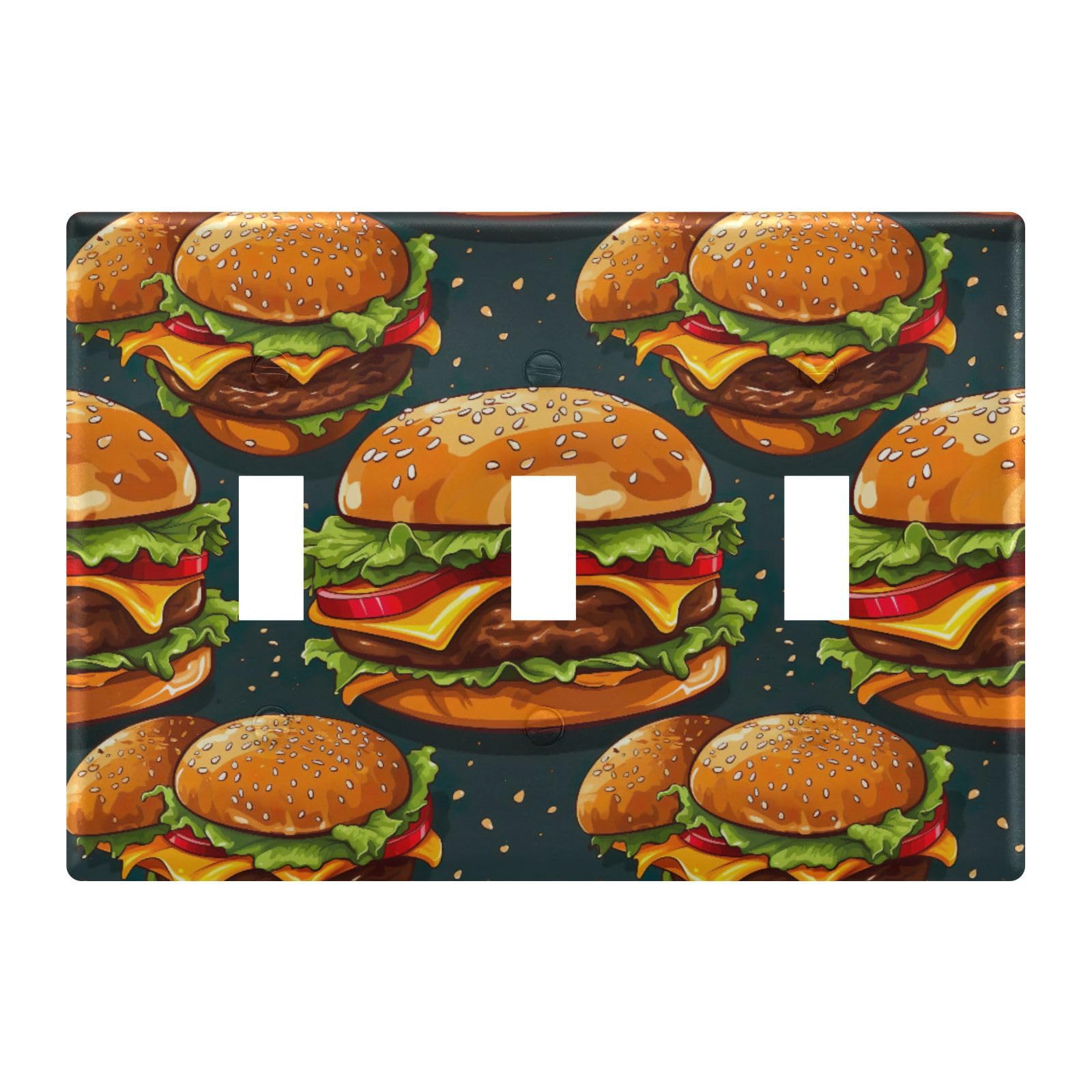 Light Switch Cover Hamburger Wall Plates for Electrical Outlets 3 Gang 202a8862