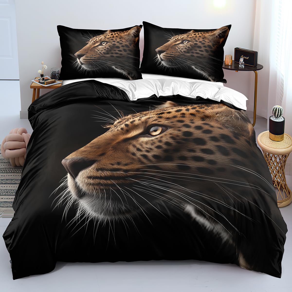 Housse de couette 260x240 léopard : la parure de lit luxe style safari