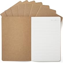 8 Pack Kraft Notebooks Bulk A5, 60 Pages Lined Ruled Journals, 8.3x5.5 In | 80gsm Cream Paper, Natural Kraft Cover, Composition Style For School, Office, Students & Artists