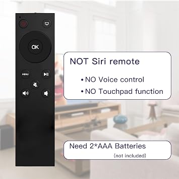 FOXRMT Universal Remote for Apple TV 4K/Apple TV Gen 1 2 3/ Apple TV HD A2169 A1842 A1625 A1427 A1469 A1378 A1218 Without Voice Button