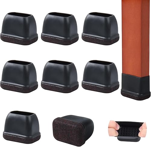 Miniatura 11 de 24 protectores rectangulares de suelo para patas de silla con fieltro, pequeñas tapas de silicona para patas de sillas para suelos de madera dura
