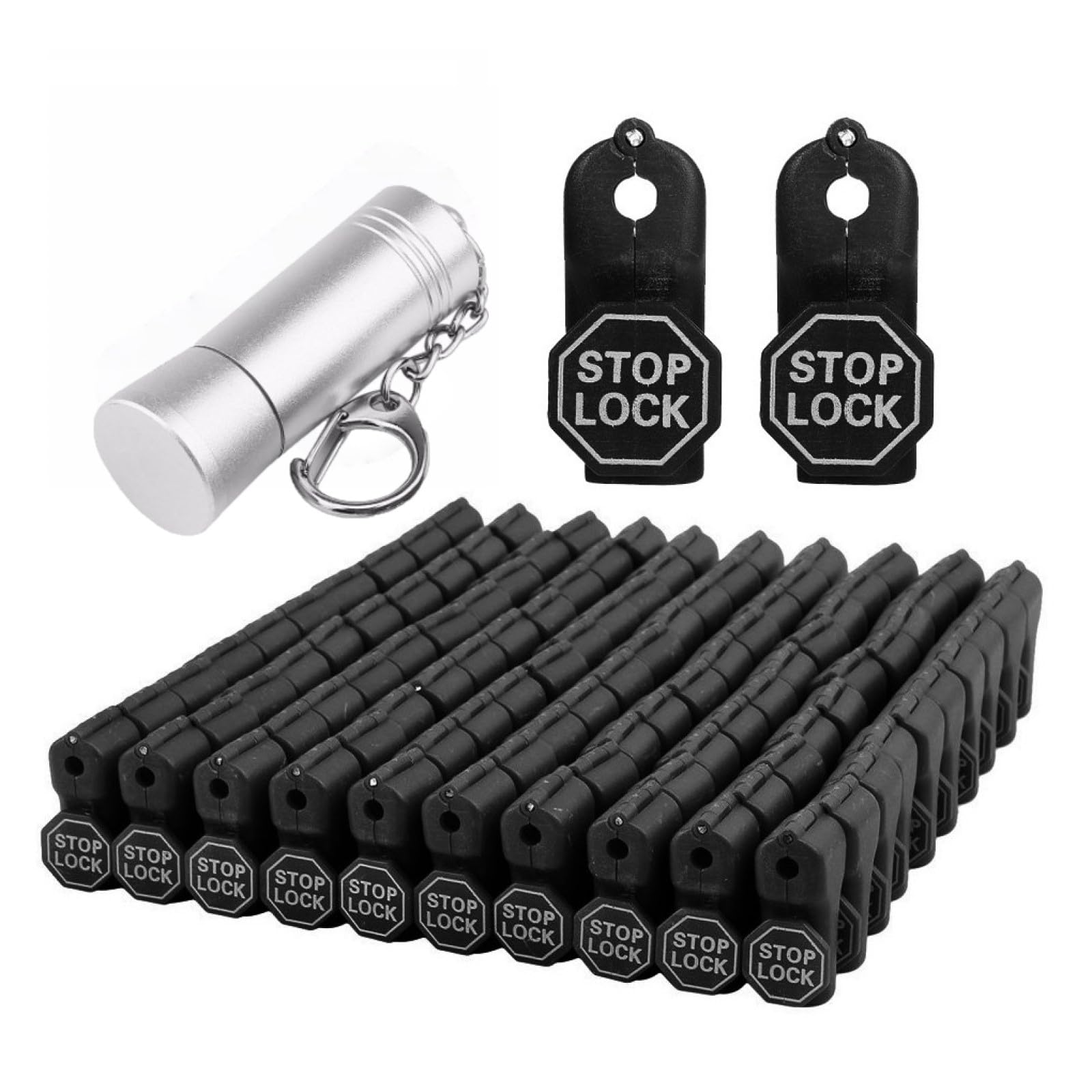 SENJINGHUA 100pcs Peg Hook Locks Stop Lock Retail Peg Hook Security Locks Pegboard Peg Locks Retail Security Display Hook Lock 4.5mm black