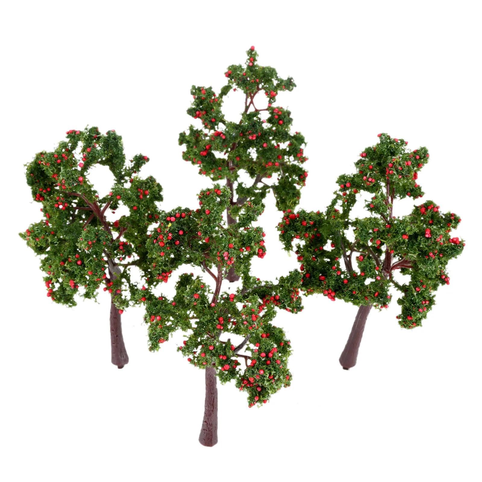 Arbres miniatures rouges 11 cm pour paysage de rue maquette train et jardin (x10)