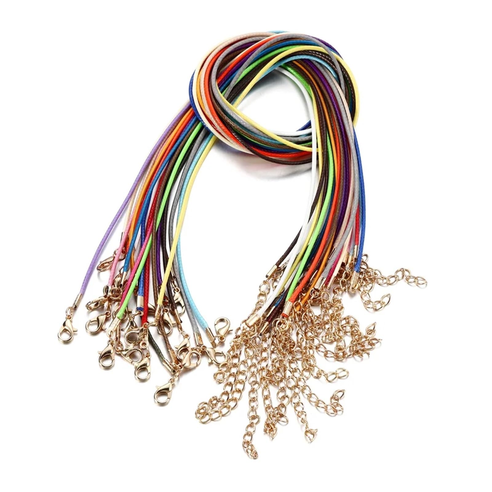 Anenog Mixed Leather Necklace Cord With Clasps 100Pcs 1.5Mm Handmade Leather With Lobster Clasp String Cord Adjustable Braided Rope For Diy Necklaces Pendant Charms Findings(Mixed)