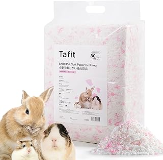 99% Dust-Free Soft Natural Paper Bedding with Odor Control, for Hamsters, Guinea Pigs,Rabbits, Chinchillas, Rats, Mice, Gerbils, Bunniess, Rodents, Small Animals - 80 Liters (White + Pink)