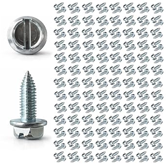 Upgraded 100 Pcs License Plate Mounting Screws for Car Dealers 6mm x 16mm -Metric - Slotted Hex Head License Plate Bolts with Rustproof Finish, Car License Plate Screws for License Plates Frames