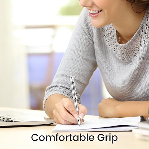 Miniatura 4 de Cambond Bolígrafos a granel, bolígrafos de metal plateado, bonitos bolígrafos de lujo para hombres, negocios, oficina, policía, escritura cómoda,