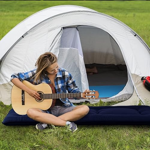 Miniatura 411 de Colchón futón japonés de piso gris constelación, de piso tatami, portátil, para acampar, para niños, sofá cama plegable enrollable con protector de