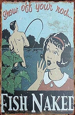 Amazon.com: Fish Naked Show Off Your Rod Distressed Retro Vintage Tin