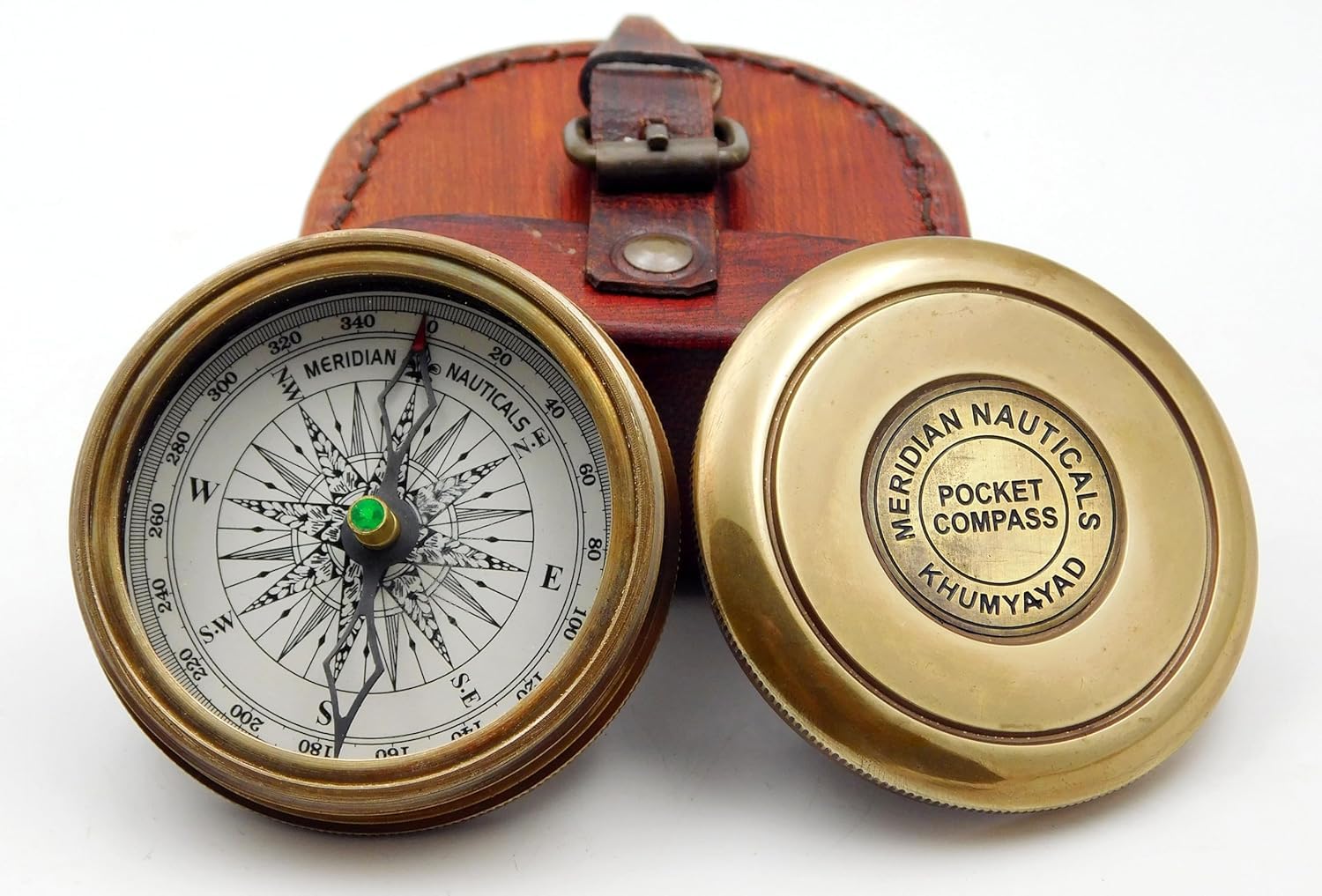 VK Brass Compass with Leather Case & Robert Frost Poem Engraved |Vintage Nautical Pocket Compass 2 Inch Gift for Travelers, Collectors & Decor-picture-45