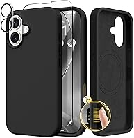 Vista 44 de GONEZ Funda de silicona para iPhone 14 Pro Max, compatible con MagSafe, con protector de pantalla + protector de lente de cámara, silicona líquida a