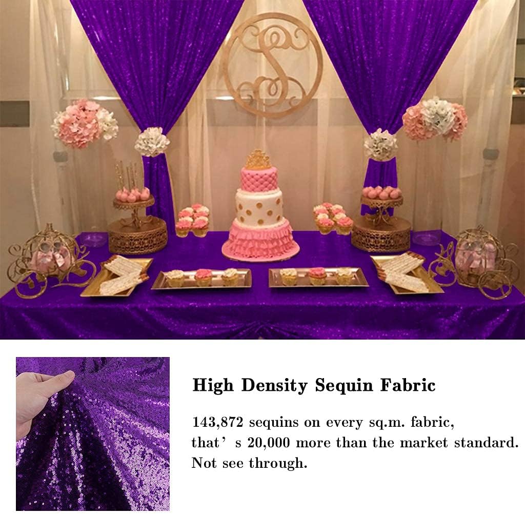 🔥 AMZLOKAE Curtains 2 Panels 2FTx7FT Purple Glitter Backdrop Curtains Sequin Shower Curtain 84 inch Sequin Photography Backdrop for Weddings Photo Booth Hanging (2FTx7FTx2, Purple)