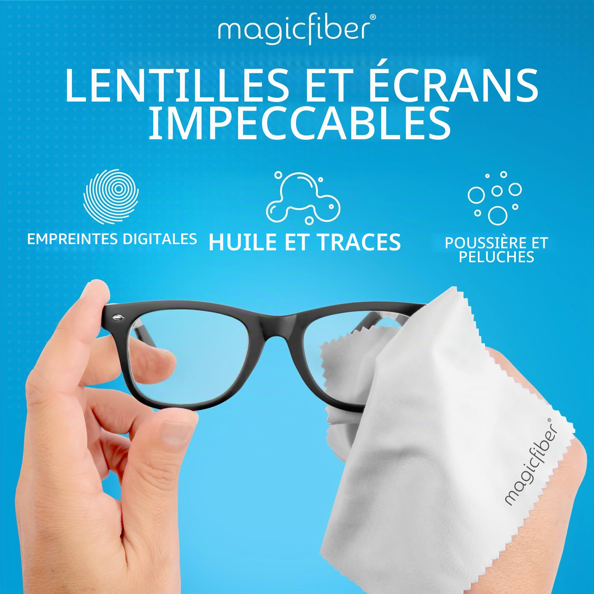 MagicFiber Chiffons de Nettoyage en Microfibre pour Tous Les écrans LCD, tablettes, objectifs et Autres Surfaces sensibles (5 Noir et 1 Gris, 15,2 x 17,8 cm)