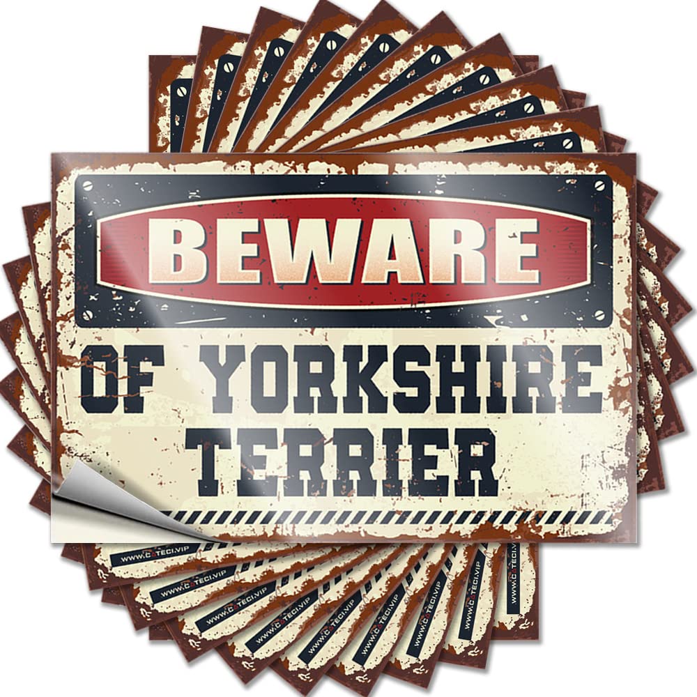 Tattoos Coastal Must Waterproof - Beware of Yorkshire Terrier Laptop Self Adhesive Decal for Adulting Use(8X12CM)