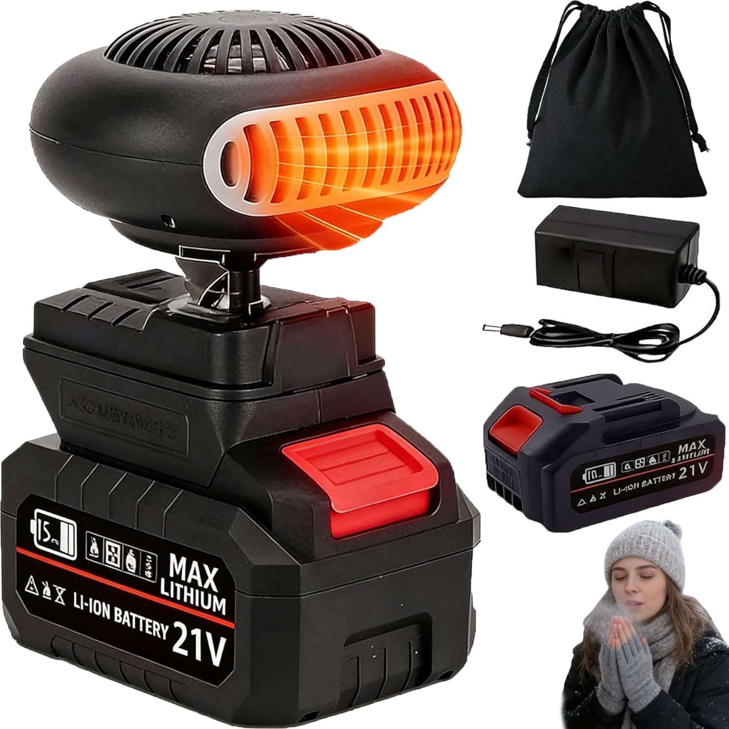 Calefactor Eléctrico Portátil a Batería Recargable USB con Control 2 Velocidades