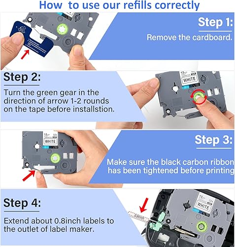 Miniatura 6 de Paquete de 5 cartuchos Ptouch compatibles con cinta de etiquetas Brother TZ de 0.472 in, 0.47 ½ pulgadas, 0.47 x 26.2 pies, laminado TZE 231