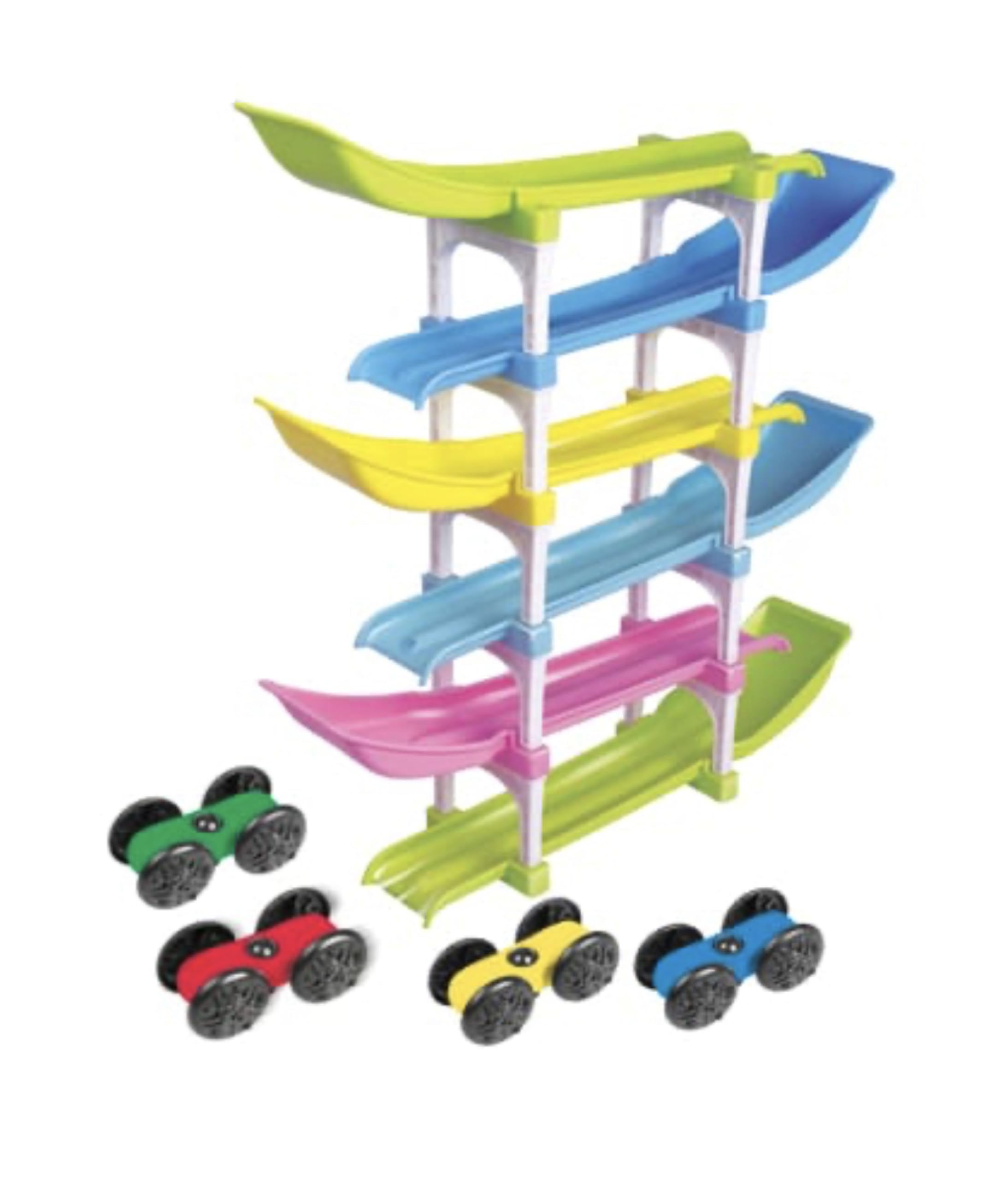 itoys Racer Ramp Racing Toy with 4 Cars, 6 Ramps and Racer Track for Toddlers, and above Age Boys & Girls, Toys Vehicle for Kids