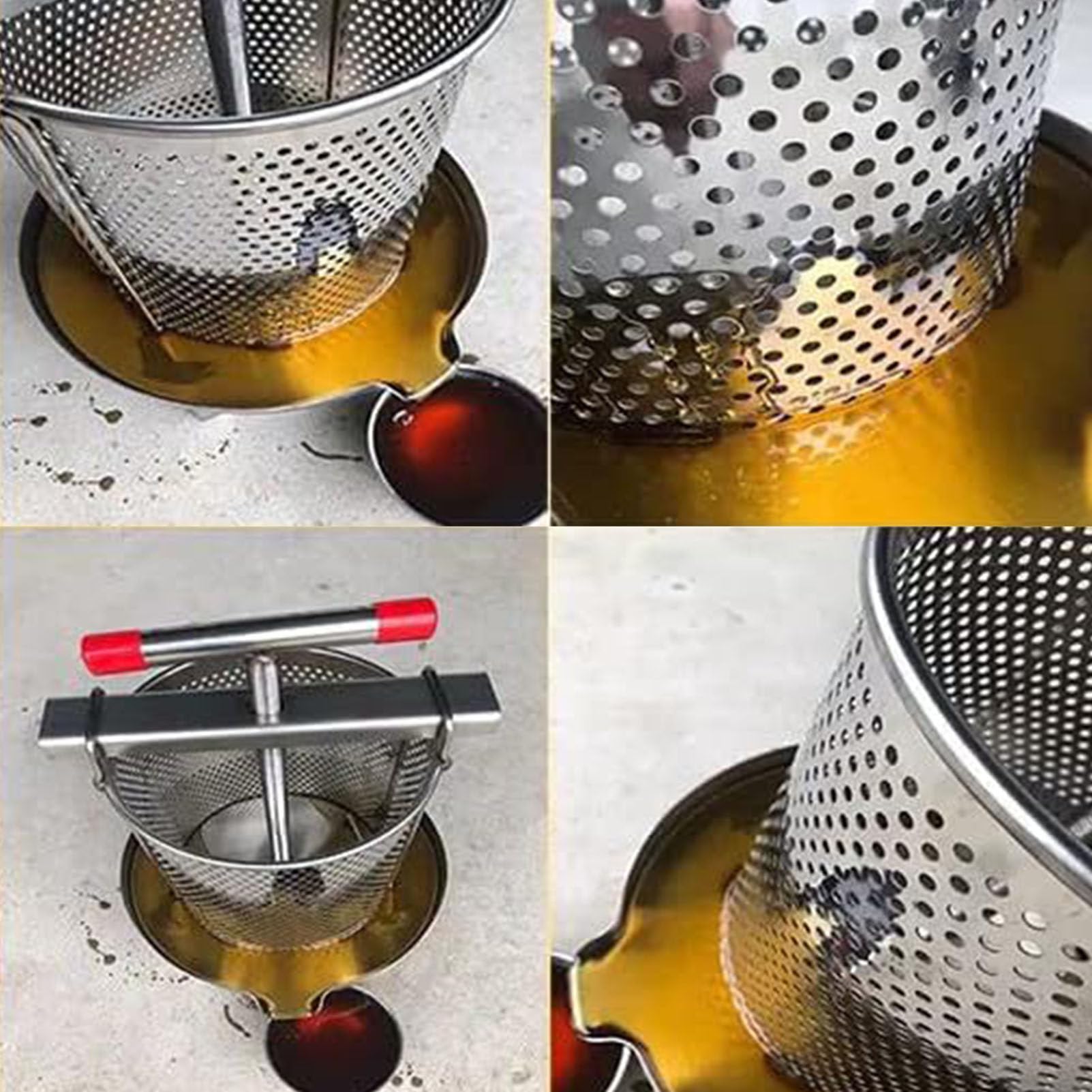 Mesh Honey Press Machine Manuale di Frutta Miele estrattore Apicoltura in Acciaio Inossidabile Cera per la pressa per Il Miele per Apicoltura Agricoltura Strumento di Apicoltura