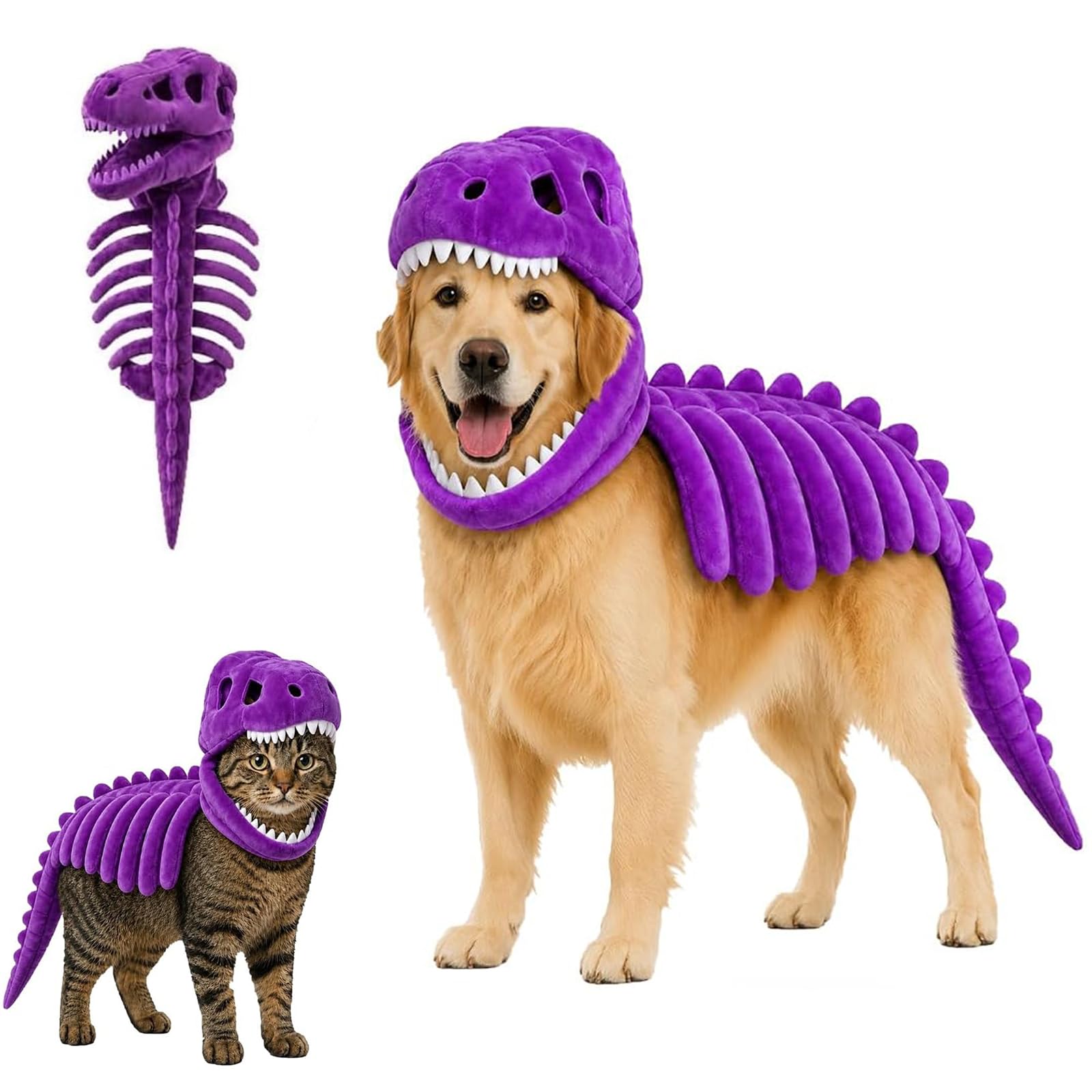 Dog Cat Pet Dinosaur Skeleton Costume,dog Halloween Costumes (purple,90cm)