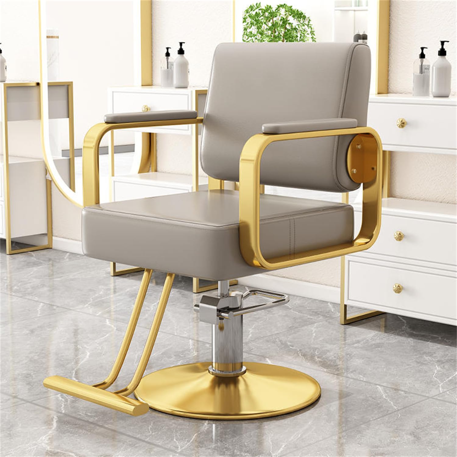 Generisch Hochleistungs-Friseurstuhl mit hydraulischem Antrieb, 360 ° drehbarer Friseurstuhl, höhenverstellbarer Salonstuhl, professionelle Beauty-Spa-Ausrüstung für Friseursalons