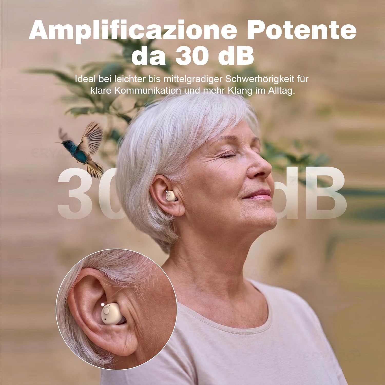 Amplificatore Audio Ricaricabile,Cancellazione del Rumore, Stazione di Ricarica USB, Custodia, Vestibilità Ergonomica