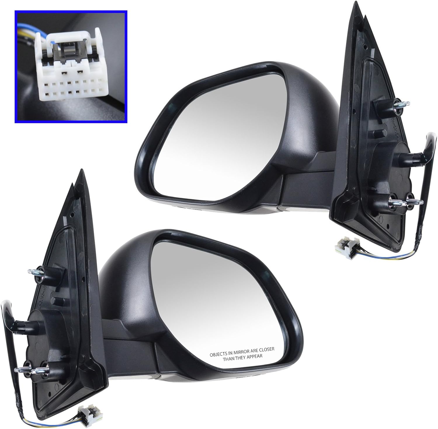 TRQ 2 Piece Driver and Passenger Side Mirror Assembly Set Electric Adjustment Heated No Memory Textured Compatible with 2010-2011 Mitsubishi Outlander 2011-2022 Outlander Sport MI1320139 MI1321139