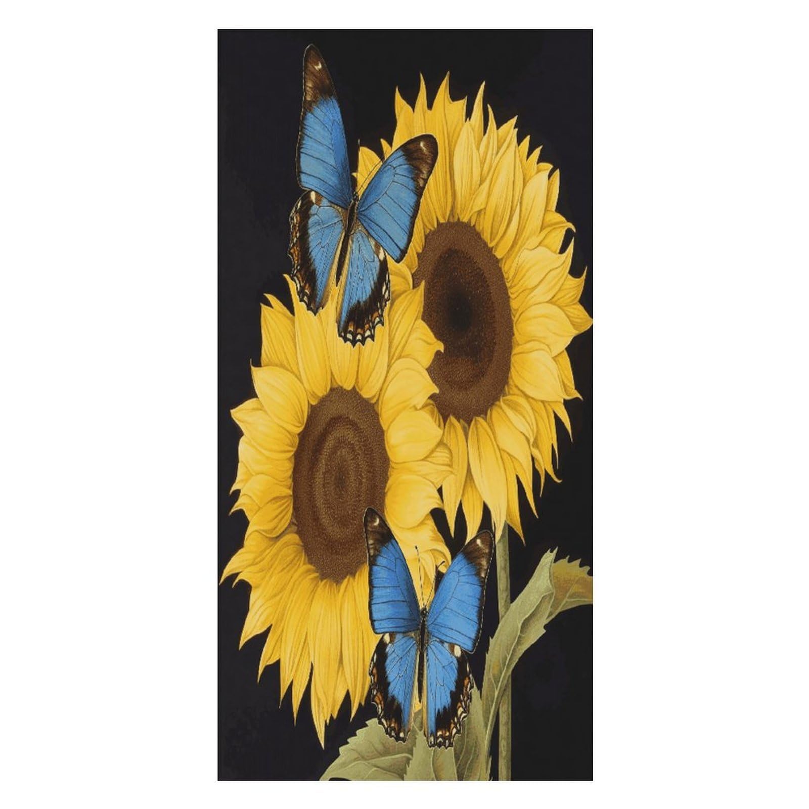 JTREHY Yellow Sunflowers with Blue Butterflies Beach Towel Extremely Soft Oversized Towels Lightweight Sports Absorbent Bath Towel Suitable 160"x80" for Swimming Camping Beach