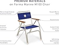 Vista 5 de FORMA MARINE Juego de 2 sillas para barco, cubierta negra, plegable, de aluminio, muebles de teca, M100BLRV
