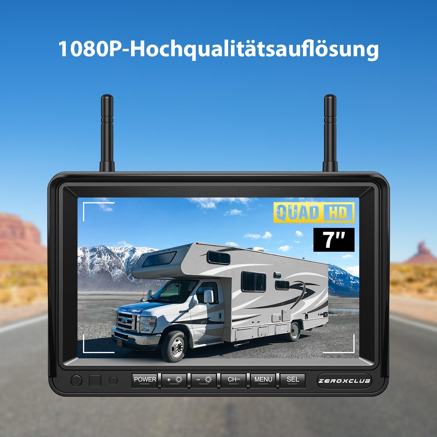 Digital Rückfahrkamera Kabellos Set 7" HD LCD Monitor Dual-Kameras IP69K wasserdichte Funk Nachtsicht Wireless Einparkhilfe für LKW Wohnwagen Anhänger