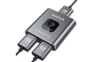 HDMI Switch 4k@60hz, Aluminum Bidirectional HDMI Switcher 2 in 1 Out, Manual HDMI Hub
