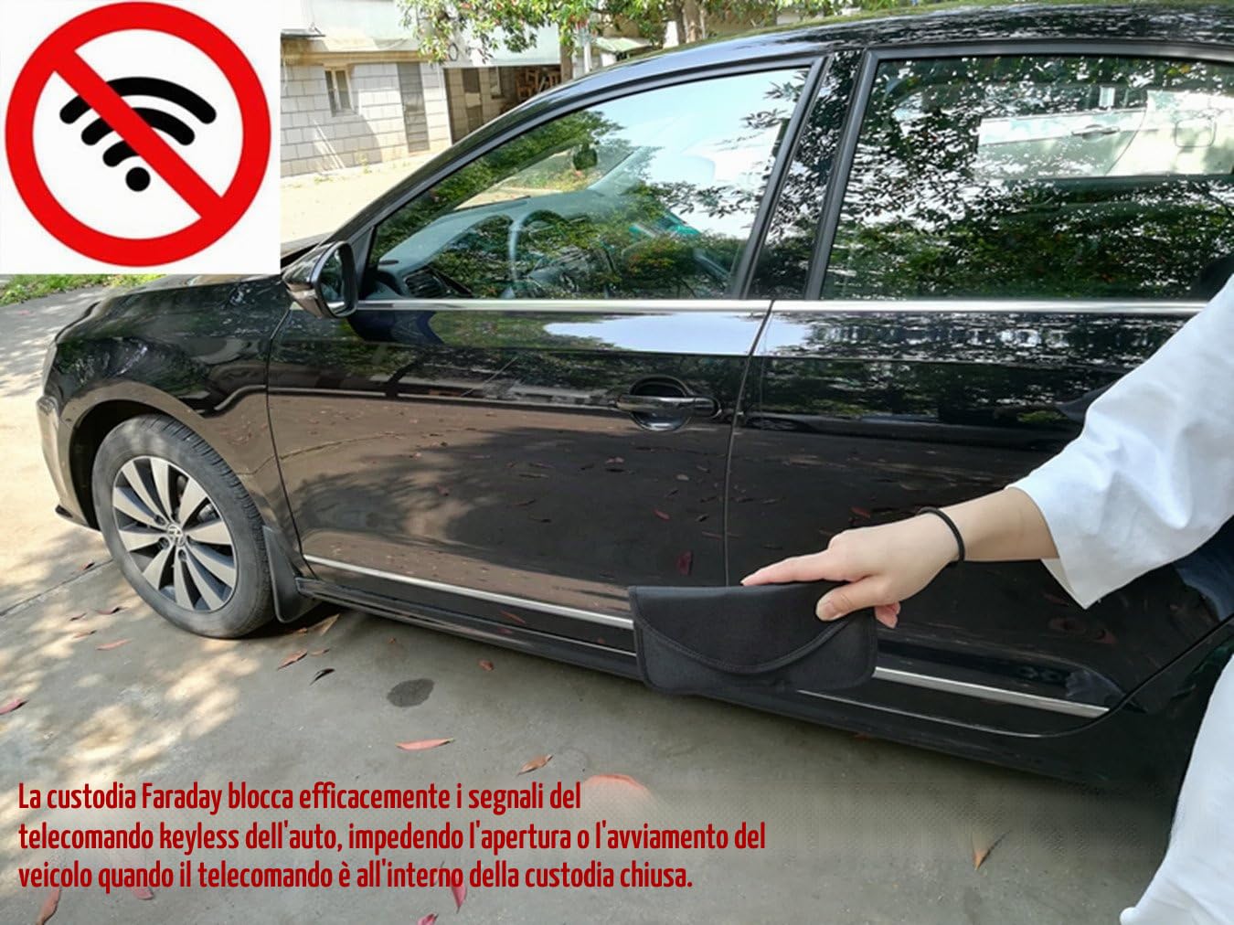 Gabbia Faraday Custodia Telepass RFID Keyless Schermatura Chiave Auto (Nero)